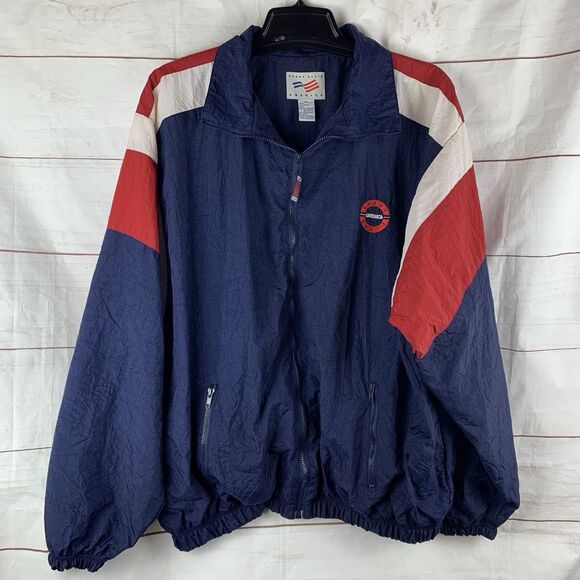 Perry Ellis Jacket Sports Tracksuit Windbreaker Vintage 90s America Flag Olympic - Picture 4 of 16